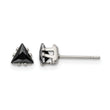 Stainless Steel Polished 5mm Black Triangle CZ Stud Post Earrings - Birthstone Company