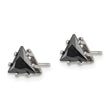 Stainless Steel Polished 6mm Black Triangle CZ Stud Post Earrings