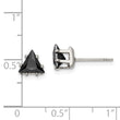 Stainless Steel Polished 6mm Black Triangle CZ Stud Post Earrings
