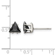 Stainless Steel Polished 6mm Black Triangle CZ Stud Post Earrings - Birthstone Company