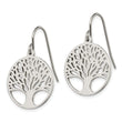 Stainless Steel Polished Tree of Life Cut-out Shepherd Hook Earrings