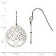 Stainless Steel Polished Tree of Life Cut-out Shepherd Hook Earrings