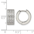 Stainless Steel Polished with 3 Rows of CZ Hinged Hoop Earrings - Birthstone Company