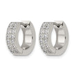 Stainless Steel Polished with 2 Rows of CZ Hinged Hoop Earrings - Birthstone Company