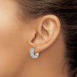 Stainless Steel Polished with 2 Rows of CZ Hinged Hoop Earrings - Birthstone Company