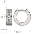 Stainless Steel Polished with 2 Rows of CZ Hinged Hoop Earrings - Birthstone Company