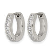 Stainless Steel Polished with 1 Row of CZ Hinged Hoop Earrings - Birthstone Company