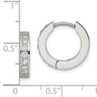 Chisel Stainless Steel Polished with 1 Row of CZ 2.3mm Hinged Hoop Earrings