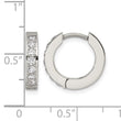Stainless Steel Polished with 1 Row of CZ Hinged Hoop Earrings - Birthstone Company