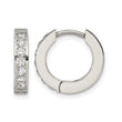Stainless Steel Polished with 1 Row of CZ Hinged Hoop Earrings - Birthstone Company
