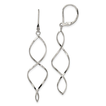 Chisel Stainless Steel Polished Twist Dangle Leverback Earrings