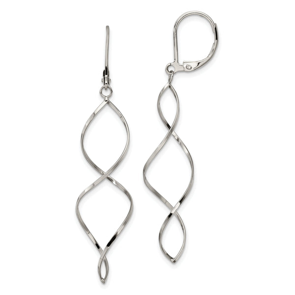 Chisel Stainless Steel Polished Twist Dangle Leverback Earrings