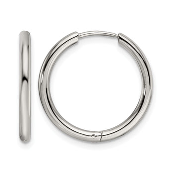 Stainless Steel Polished 19.60mm Endless Hinged Hoops - Birthstone Company