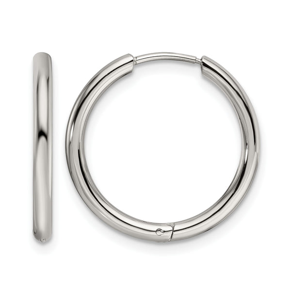 Stainless Steel Polished 19.60mm Endless Hinged Hoops - Birthstone Company
