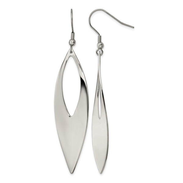 Stainless Steel Polished Shepherd Hook Dangle Earrings - Birthstone Company
