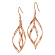 Stainless Steel Polished Rose IP-plated Shepherd Hook Dangle Earrings