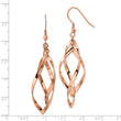 Stainless Steel Polished Rose IP-plated Shepherd Hook Dangle Earrings