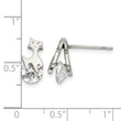 Stainless Steel Polished w/CZ Cat Post Earrings - Birthstone Company