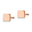 Stainless Steel Polished Rose IP-plated Square Post Earrings