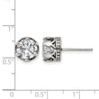 Stainless Steel Antiqued and Polished Crown w/CZ Post Earrings - Birthstone Company