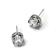 Stainless Steel Antiqued and Polished Crown w/CZ Post Earrings - Birthstone Company