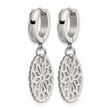 Stainless Steel Polished Flower Hinged Hoop Dangle Earrings - Birthstone Company