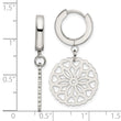 Chisel Stainless Steel Polished Flower Dangle Hinged Hoop Earrings