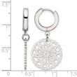Stainless Steel Polished Flower Hinged Hoop Dangle Earrings - Birthstone Company
