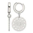 Stainless Steel Polished Flower Hinged Hoop Dangle Earrings - Birthstone Company