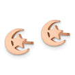 Stainless Steel Polished Rose IP-plated Moon and Star Post Earrings
