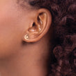 Stainless Steel Polished Rose IP-plated Moon and Star Post Earrings