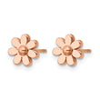 Stainless Steel Polished Rose IP-plated Flower Post Earrings - Birthstone Company