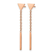 Stainless Steel Polished Rose IP-plated Dangle Bar Triangle Post Earrings - Birthstone Company