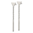 Stainless Steel Polished Dangle Bar Triangle Post Earrings