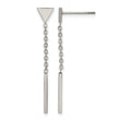 Stainless Steel Polished Dangle Bar Triangle Post Earrings - Birthstone Company