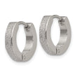 Chisel Stainless Steel Polished and Sandblasted 3mm Hinged Hoop Earrings