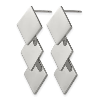 Stainless Steel Polished Squares Post Dangle Earrings - Birthstone Company