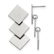 Stainless Steel Polished Squares Post Dangle Earrings - Birthstone Company