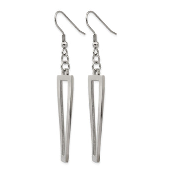 Stainless Steel Polished Twisted Shepherd Hook Earrings - Birthstone Company