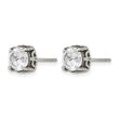 Stainless Steel Antiqued and Polished CZ Post Earrings - Birthstone Company