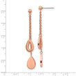 Stainless Steel Polished Rose IP-plated Post Dangle Earrings