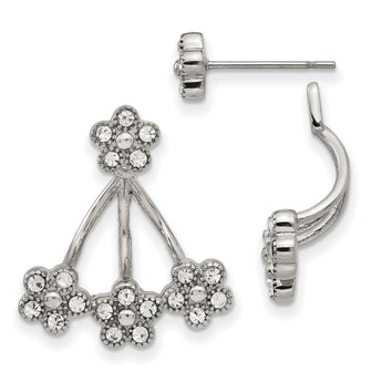 Stainless Steel Polished w/Preciosa Crystal Post w/Jacket Earrings