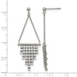 Stainless Steel Polished CZ Dangle Post Earrings - Birthstone Company