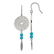 Stainless Steel Polished w/Imit.Turquoise Dreamcatcher Dangle Earrings