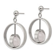 Stainless Steel Polished with Rose Quartz Moveable Post Dangle Earrings