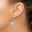 Stainless Steel Polished with Rose Quartz Moveable Post Dangle Earrings