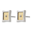 Stainless Steel 18K Gold Polished Square Diamond Button Earrings - Birthstone Company