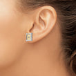 Stainless Steel 18K Gold Polished Square Diamond Button Earrings - Birthstone Company