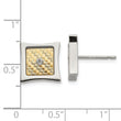 Chisel Stainless Steel Polished with 18k Gold Accent and .03 Carat Diamond Square Post Earrings