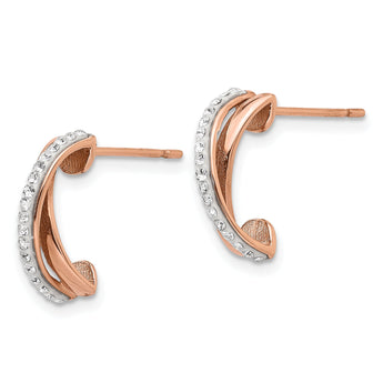 Stainless Steel Polished Rose IP-plated w/Preciosa Crystal Post Earrings
